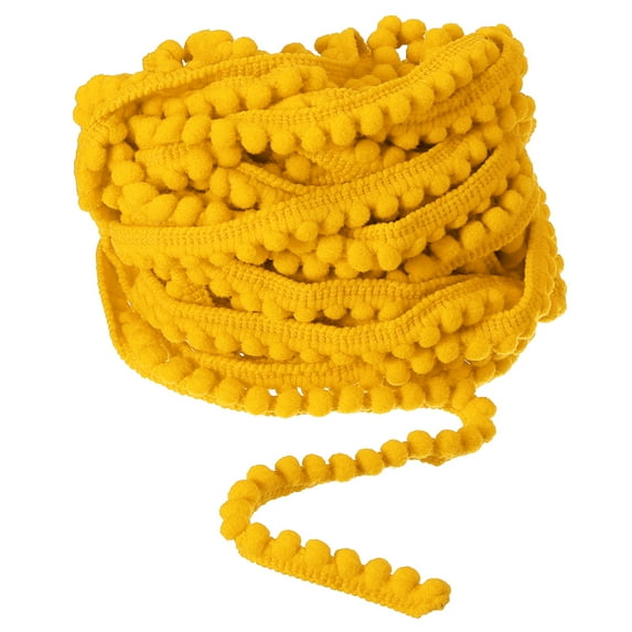Uxcell 10 Yards Pom Pom Ball Fringe Trim Ribbon Sewing Accessory DIY Crafts, 5mm Yellow
