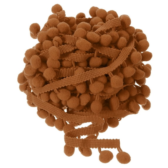 Uxcell 10 Yards Pom Pom Ball Fringe Trim Ribbon Sewing Trim DIY Crafts, 12mm Brown