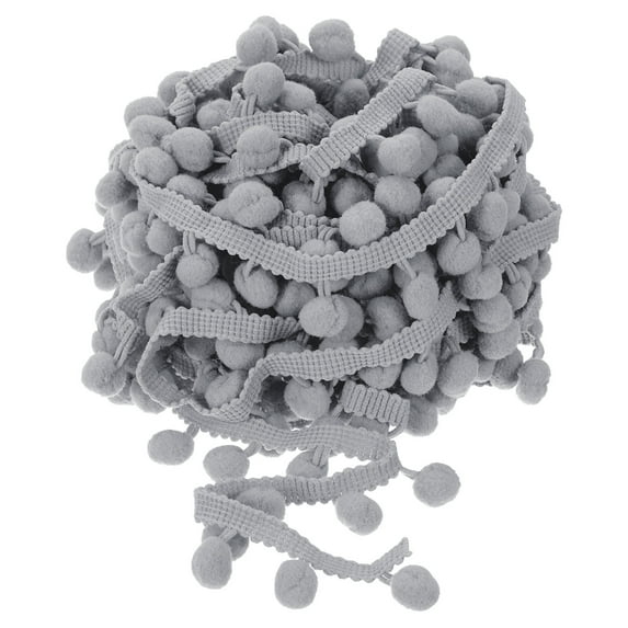 Uxcell 10 Yards Pom Pom Ball Fringe Trim Ribbon Sewing Trim DIY Crafts, 12mm Grey
