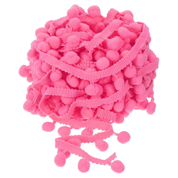 Uxcell 10 Yards Pom Pom Ball Fringe Trim Ribbon Sewing Trim DIY Crafts, 12mm Pink
