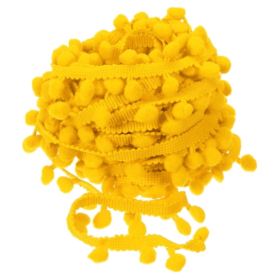 Uxcell 10 Yards Pom Pom Ball Fringe Trim Ribbon Sewing Trim DIY Crafts, 8mm Dark Yellow