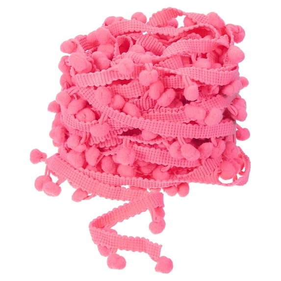 Uxcell 10 Yards Pom Pom Ball Fringe Trim Ribbon Sewing Trim DIY Crafts, 8mm Pink