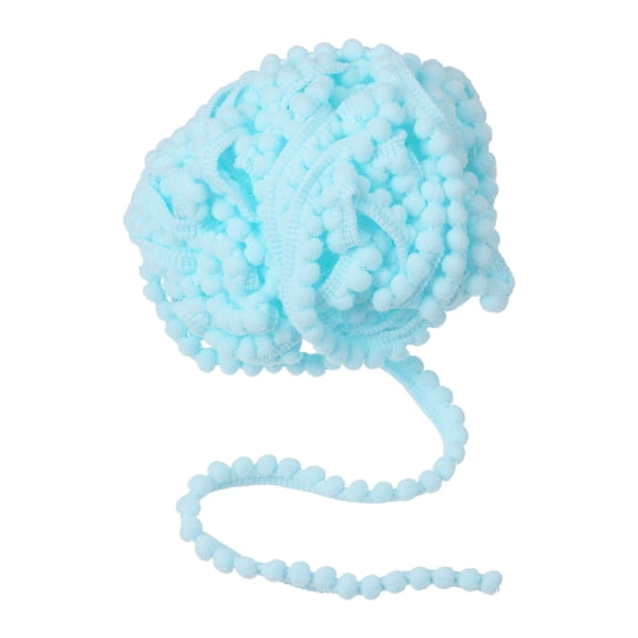 Uxcell 10 Yards Pom Pom Ball Fringe Trim, Round Pom Pom Trim Ribbon Nylon Fringe Ribbon Sewing Accessory for DIY Crafts Sewing Curtain Clothes Pillow Home Decoration, Sky Blue