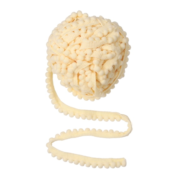 Uxcell 10 Yards Pom Pom Ball Fringe Trim, Round Pom Pom Trim Ribbon Nylon Fringe Ribbon Sewing Accessory for DIY Crafts Sewing Curtain Clothes Pillow Home Decoration, Beige