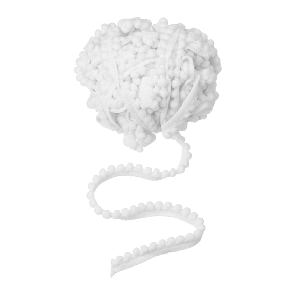 Uxcell 10 Yards Pom Pom Ball Fringe Trim, Round Pom Pom Trim Ribbon Nylon Fringe Ribbon Sewing Accessory for DIY Crafts Sewing Curtain Clothes Pillow Home Decoration, White