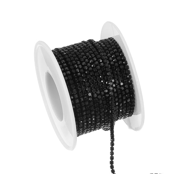 Uxcell Rhinestone Chain, Crystal Rhinestone Chain Trim Close Chain Roll Sewing Bling Diamond Strips for DIY Projects Ink Black 2mm