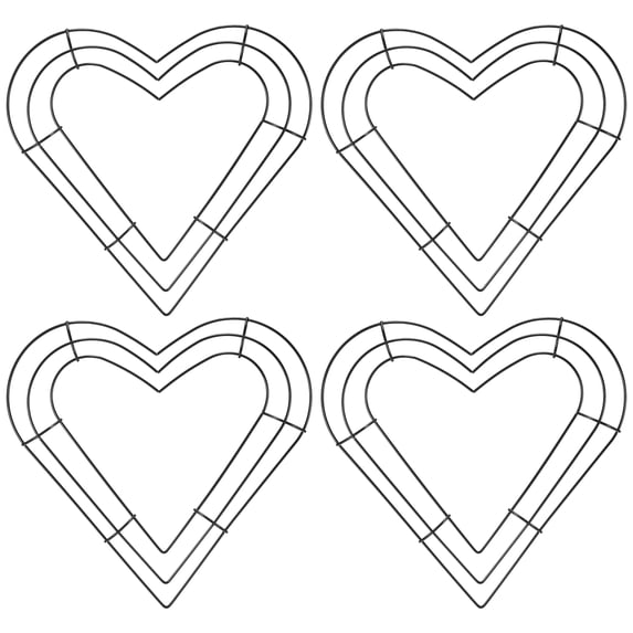 Uxcell 10 inch Dream Catcher Rings, 2Pcs Metal Heart Shape Macrame Wreath Floral Hoop for Wedding Decorations, Black