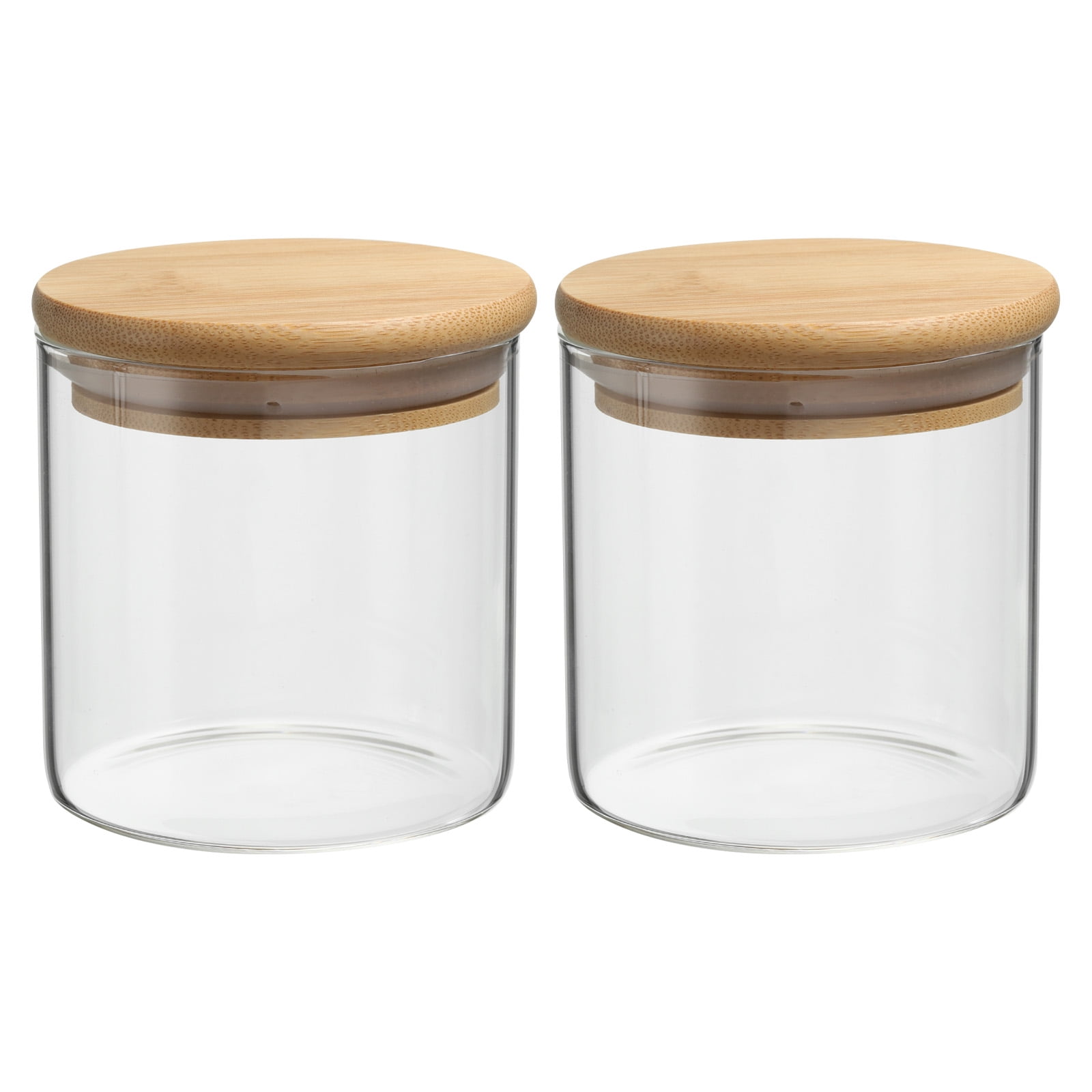 Uxcell 10 oz Glass Jar with Airtight Bamboo Lid Glass Kitchen Container Clear Food Storage Jar 2 Pack (7.8x7.8cm)