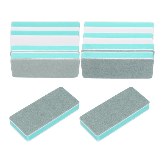 Uxcell 10 pack Buffer Block Nail File, 300/600/1000/3000/6000 Grit Double Side Sponge Nail Buffers for Professional Manicure Acrylic Nails, Natural Nails, Green/White