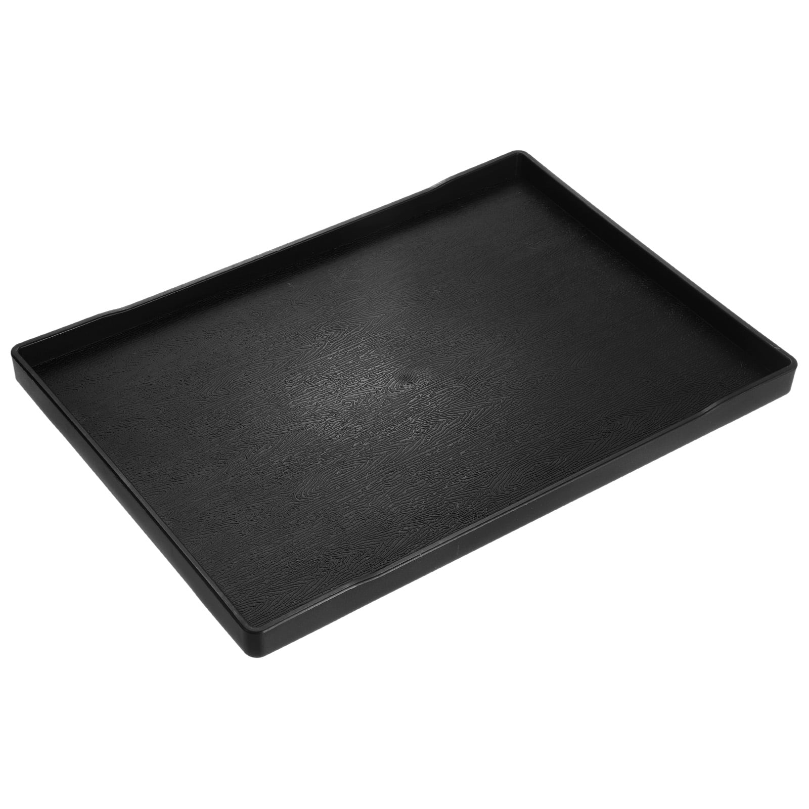 Rectangle Black Plastic Small Tray - Faux Wood Grain - 10 1/2 x 7