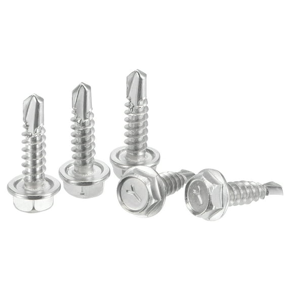 Uxcell #10 x 3/4" 410 Stainless Steel Hex Washer Head Self Drilling Screws 50 Pack