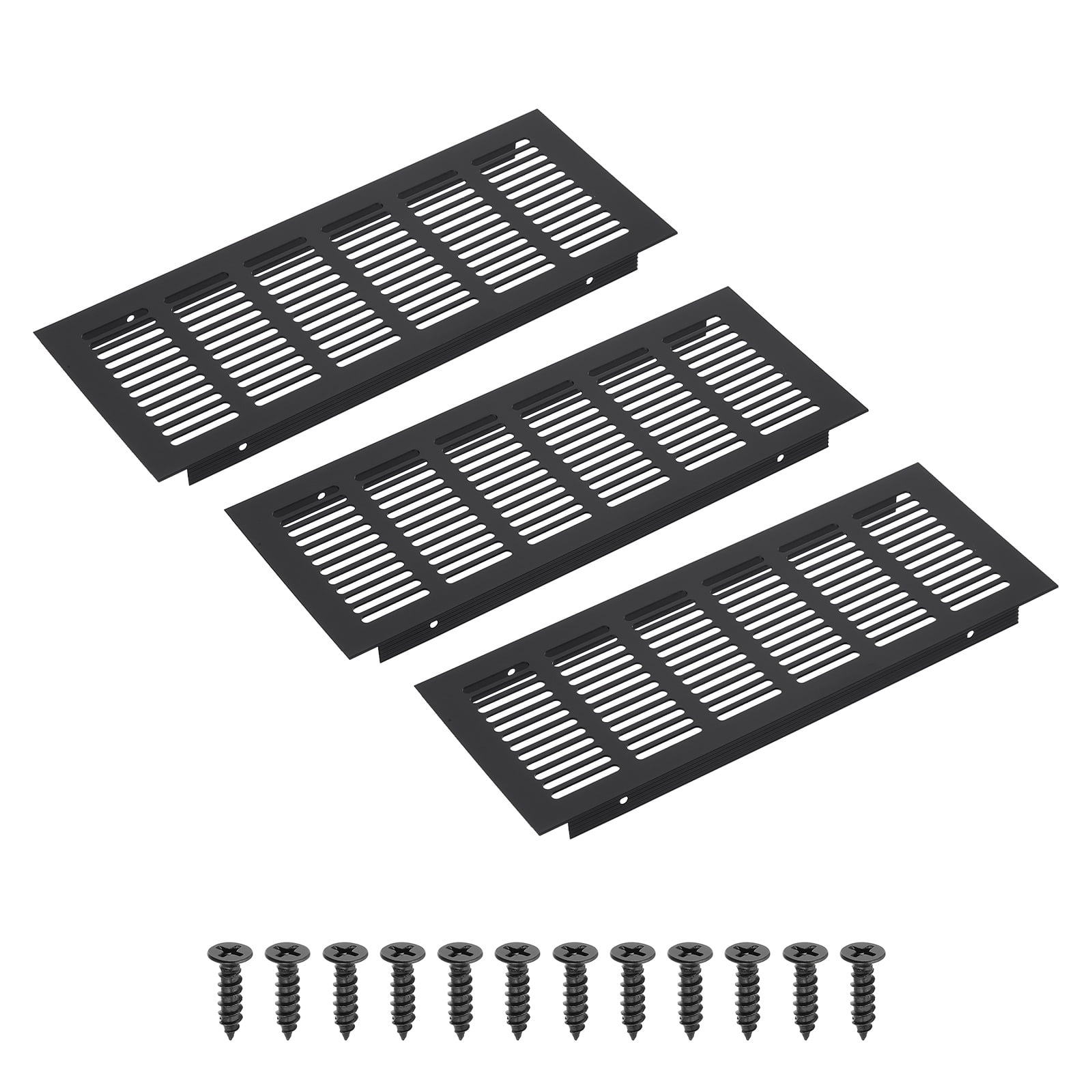 Uxcell 10 x 4" Rectangle Ventilation Grille 3Pcs Aluminum Air Vent Cover Black