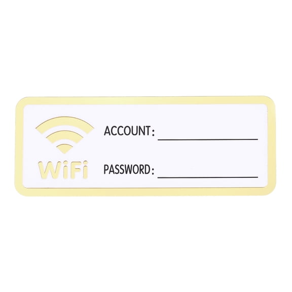 Uxcell 4" x 4" Wifi Password Sign, 1 Pcs Acrylic WiFi Sign Self Adhesive Writable Free Network Service Notice Board for Guest Room Host Home Office Hotel Restaurant Cafe, White Gold