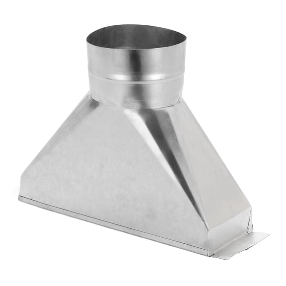 Uxcell 10" x 4" x 8" Duct Pipe Transition Fitting, Galvanized Steel Transition Rectangular to 4" Round Duct with Folded Edge Straight Register Boot for Connecting HVAC Duct Fittings