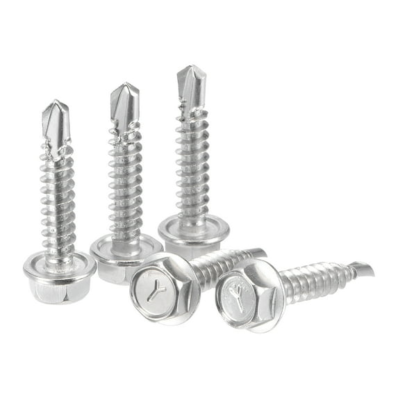 Uxcell #10 x 63/64" 410 Stainless Steel Hex Washer Head Self Drilling Screws 50 Pack