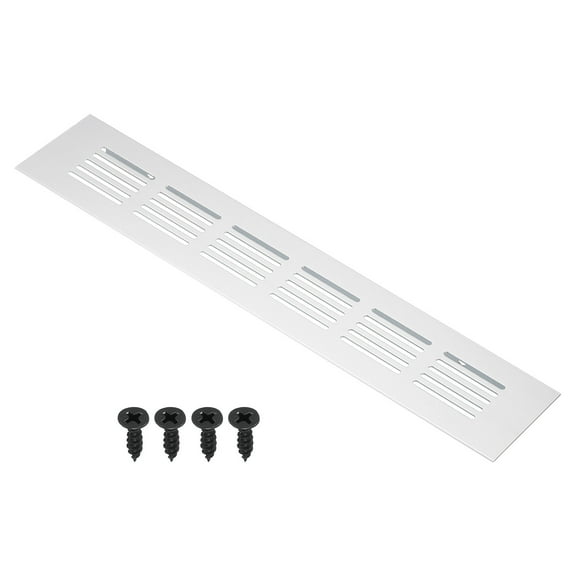 Uxcell 10"x2" Rectangle Air Vent Cover Door Grille Ventilation Cover Louvered with Screws for Cabinet Silver Tone