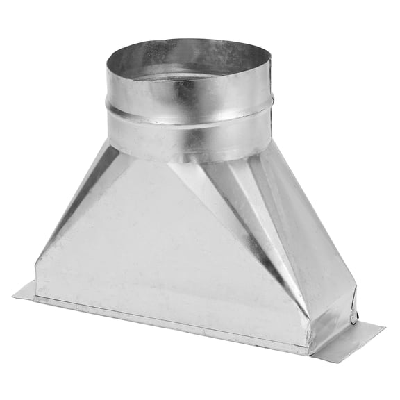 Uxcell 10"x3-1/4"x7" Duct Pipe Transition Fitting, Galvanized Steel Transition Rectangular to 5" Round Duct with Folded Edge Straight Register Boot for Connecting HVAC Duct Fittings