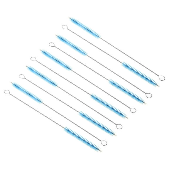 Uxcell 10"x3/8" Drinking Straw Cleaning Brush Reusable Pipe Tube Cleaner Brush Blue 10Pcs