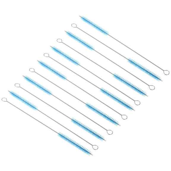 Uxcell 10"x3/8" Drinking Straw Cleaning Brush Reusable Pipe Tube Cleaner Brush Blue 12Pcs