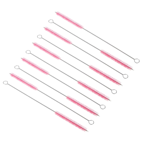 Uxcell 10"x3/8" Drinking Straw Cleaning Brush Reusable Pipe Tube Cleaner Brush Pink 10Pcs