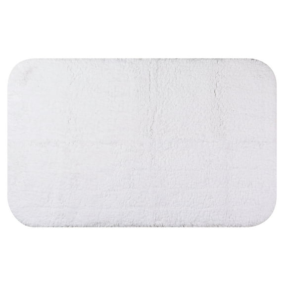 REGALWOVEN 100% Cotton Mat Rug, Plush Water Absorbent Luxury for Bathroom Vanity, Bathtub/Shower, Hotel White 16" x 24"