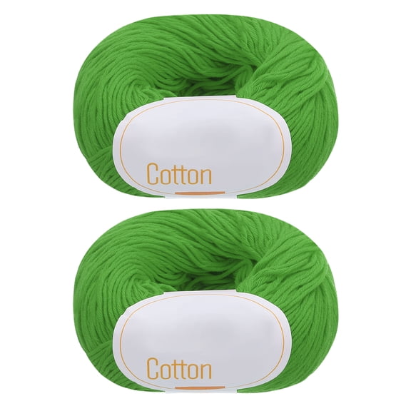 Uxcell 100% Cotton Yarn, 2 Packages of 100g/3.53oz(Per Skein 50g/137yards)/Deep Green