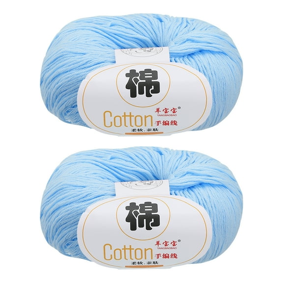 Uxcell 100% Cotton Yarn, 2 Packages of 100g/3.53oz(Per Skein 50g/137yards)/Heavy Blue