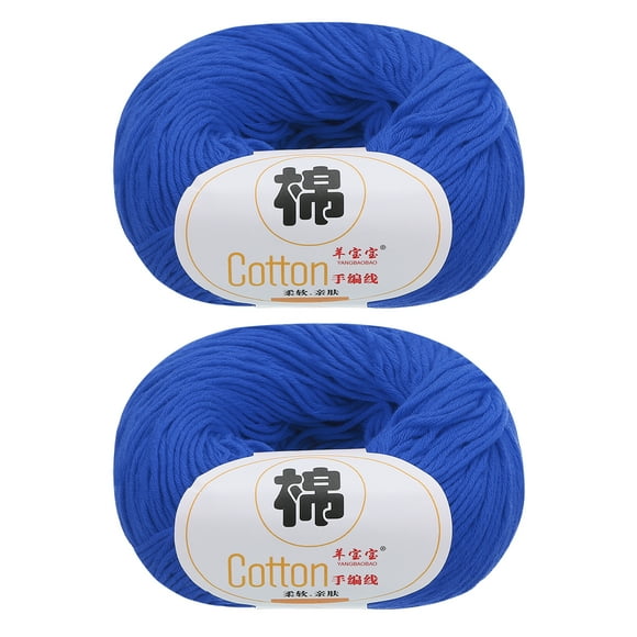Uxcell 100% Cotton Yarn, 2 Packages of 100g/3.53oz(Per Skein 50g/137yards)/Pale Blue