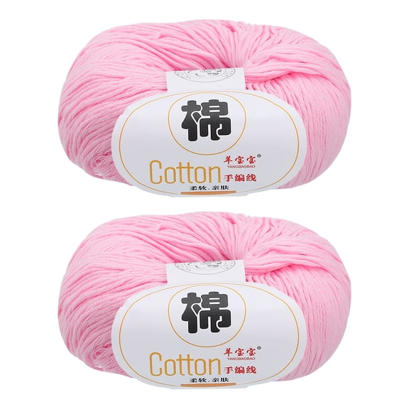 Uxcell 100% Cotton Yarn, 2 Packages of 100g/3.53oz(Per Skein 50g/137yards)/Slight Pink