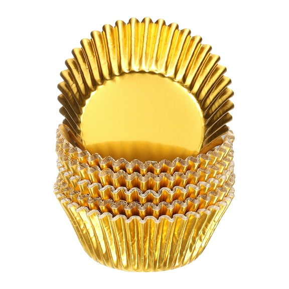 Uxcell 100 Count Gold Foil Muffins Cupcake Liners Standard Size Baking Cups