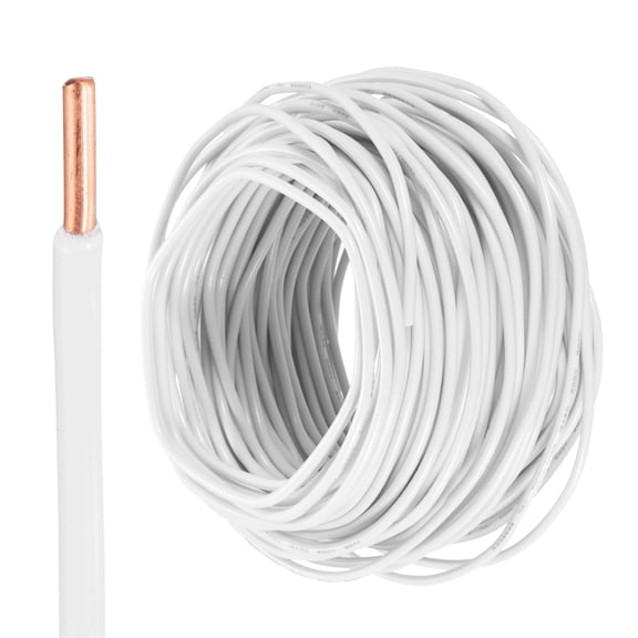Uxcell 100 Feet Electrical Wire Insulated Solid Copper 12AWG Hook Up Wire Cable, White
