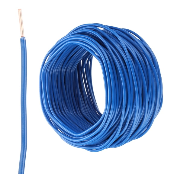 Uxcell 100 Feet Electrical Wire Insulated Solid Copper 14AWG Hook Up Wire Cable, Blue