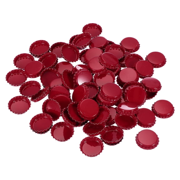 Uxcell 100 PCS Bottle Caps for Crafts, 1 Inch Double Sided Printing Metal Bottle Caps Bulk Flattened Charm for DIY Craft, Dark Red