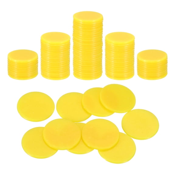 Uxcell 100 Pack 0.7 Inch Poker Chips, Plastic Bingo Chips Learning Counters Counting Counters Disks Markers Opaque Game Tokens for Game Play Math Counting, Yellow, Flat
