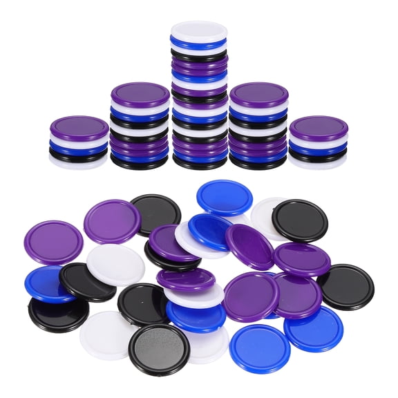 Uxcell 100 Pack 0.8 Inch Plastic Poker Chips, Mini Bingo Chips Learning Counters Counting Counters Disks Markers Opaque Game Tokens for Game Play Math Counting, Black/Blue/Purple/White