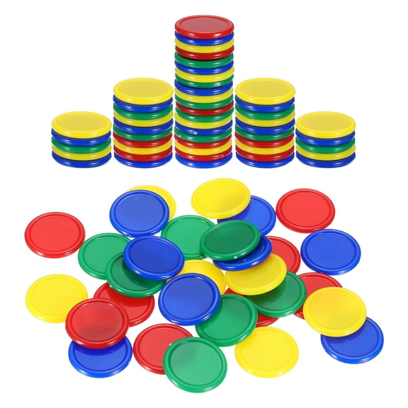 Uxcell 100 Pack 0.8 Inch Plastic Poker Chips, Mini Bingo Chips Learning Counters Counting Counters Disks Markers Opaque Game Tokens for Game Play Math Counting, Green/Red/Yellow/Blue
