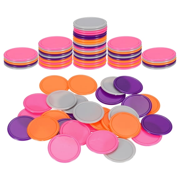Uxcell 100 Pack 1.2 Inch Plastic Poker Chips, Mini Bingo Chips Learning Counters Counting Counters Disks Markers Opaque Game Tokens for Game Play Math Counting, Gray/Pink/Orange/Purple