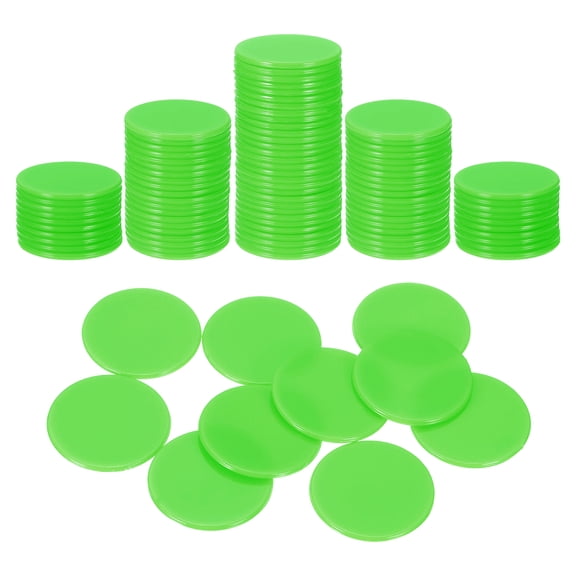 Uxcell 100 Pack 1.2 Inch Poker Chips, Plastic Bingo Chips Learning Counters Counting Counters Disks Markers Opaque Game Tokens for Game Play Math Counting, Green, Flat