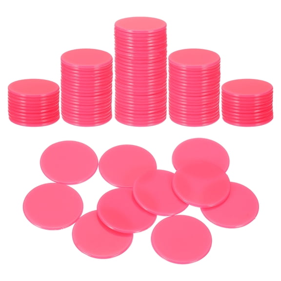 Uxcell 100 Pack 1.2 Inch Poker Chips, Plastic Bingo Chips Learning Counters Counting Counters Disks Markers Opaque Game Tokens for Game Play Math Counting, Pink, Flat