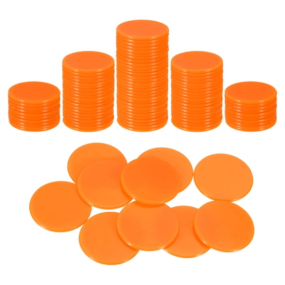 Uxcell 100 Pack 1.2 Inch Poker Chips, Plastic Bingo Chips Learning Counters Counting Counters Disks Markers Opaque Game Tokens for Game Play Math Counting, Orange, Flat