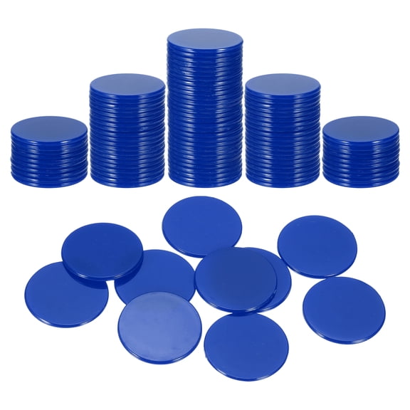 Uxcell 100 Pack 1.2 Inch Poker Chips, Plastic Bingo Chips Learning Counters Counting Counters Disks Markers Opaque Game Tokens for Game Play Math Counting, Dark Blue, Flat