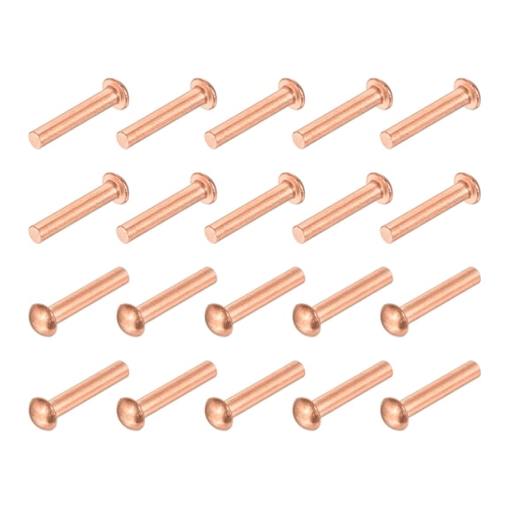 Uxcell 100 Pack 1/8 " x 5/8 " Round Head Copper Solid Rivets Fasteners