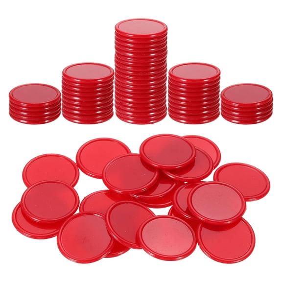 Uxcell 100 Pack 1 Inch Plastic Poker Chips, Mini Bingo Chips Learning Counters Counting Counters Disks Markers Opaque Game Tokens for Game Play Math Counting, Red