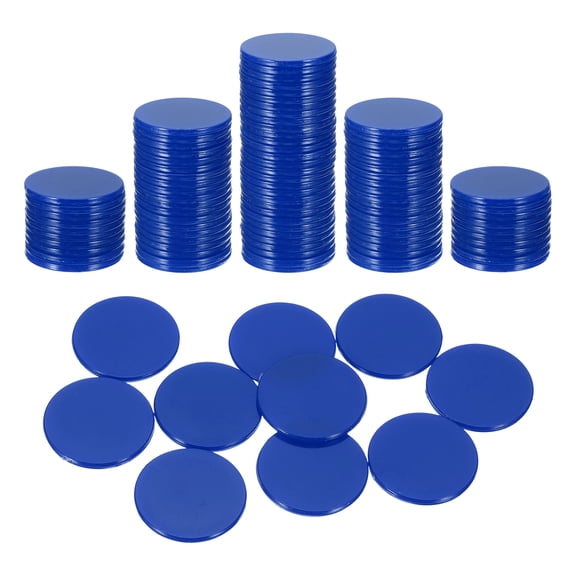 Uxcell 100 Pack 1 Inch Poker Chips, Plastic Bingo Chips Learning Counters Counting Counters Disks Markers Opaque Game Tokens for Game Play Math Counting, Dark Blue, Flat