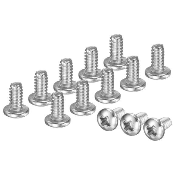 Uxcell 100-Pack 4-40x3/16 Pan Head Machine Screws 304 Stainless Steel Cross Head Fully Threaded Bolts for Furniture Silver