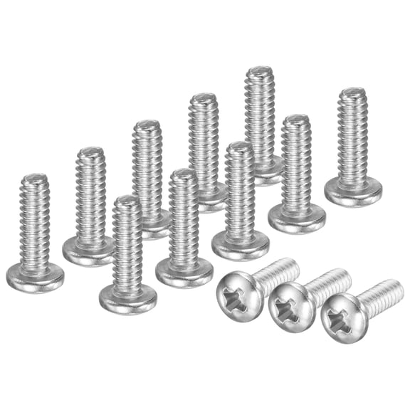 Uxcell 100-Pack 4-40x3/8 Pan Head Machine Screws 304 Stainless Steel Cross Head Fully Threaded Bolts for Furniture Silver