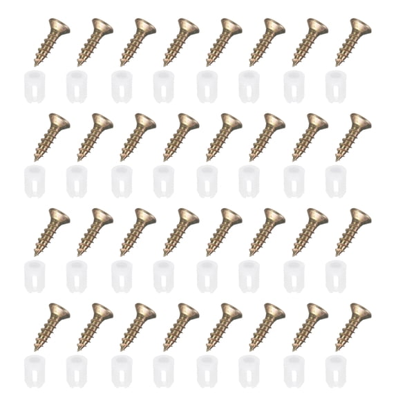Uxcell 100 Pack 5.9x8.5mm Plastic Hinge Dowel Inserts with M4 Self-Tapping Screws for Furniture Cabinets Wardrobes Door, White
