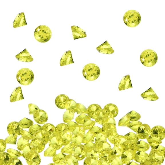 Uxcell 100-Pack Acrylic Diamond Fake Gems, 0.79mm Acrylic Clear Fake Jewels Bulk for Home/Vase Fillers/Party Decoration [Deep Yellow]