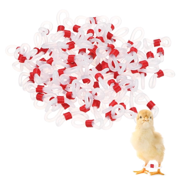 Uxcell 100-Pack Adjustable Chick Leg Bands, 0.79" x 0.2" Silicone Chicken Leg Brace for Poultry/Duck/Chick [Red]