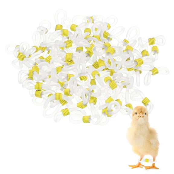 Uxcell 100-Pack Adjustable Chick Leg Bands, 0.79" x 0.2" Silicone Chicken Leg Brace for Poultry/Duck/Chick [Yellow]